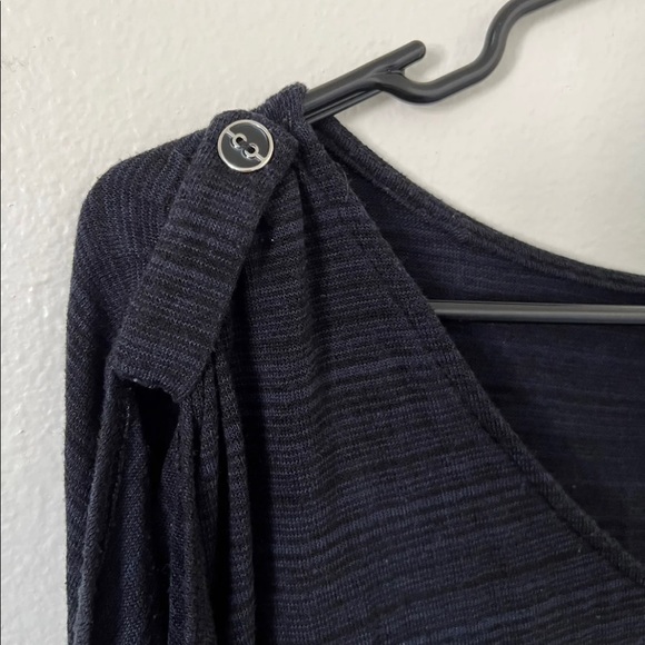 Blue/Black Flowy Drape Blouse - Picture 7 of 9